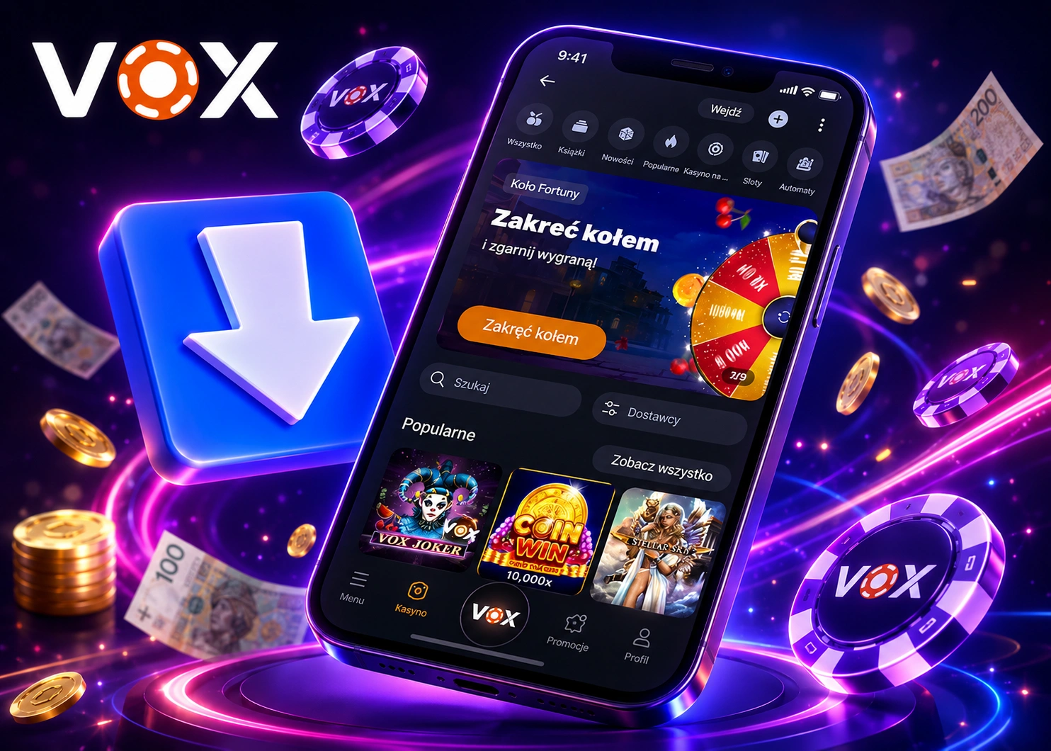 VOX Casino Polska 2026 – Bonusy, Rejestracja i Logowanie Slide 1